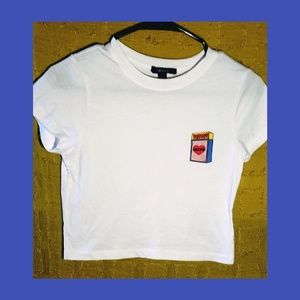 "Amore" matchbox design White croptop